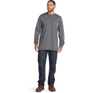 Timberland PRO Men's (L) Cotton Core Long Sleeve Henley with Pocket Charcoal